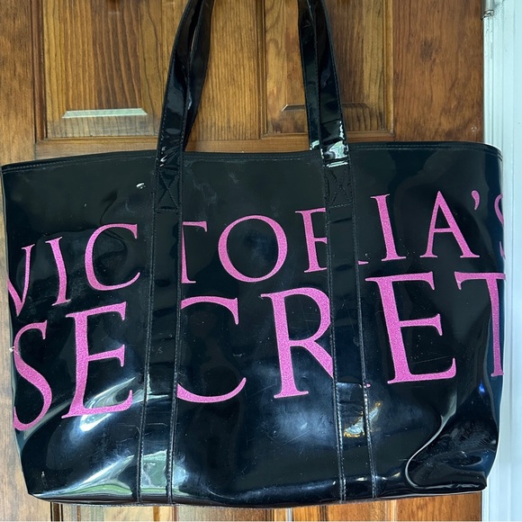 Victoria secret large Shiny
Black and Pink Tote - Picture 1 of 8